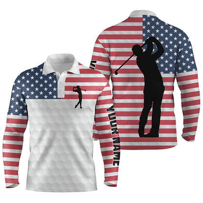 Golf Polo shirts, Mens Golf Polo Shirts American Flag Custom White Golf Ball Skin Patriot Golf Gifts For Men