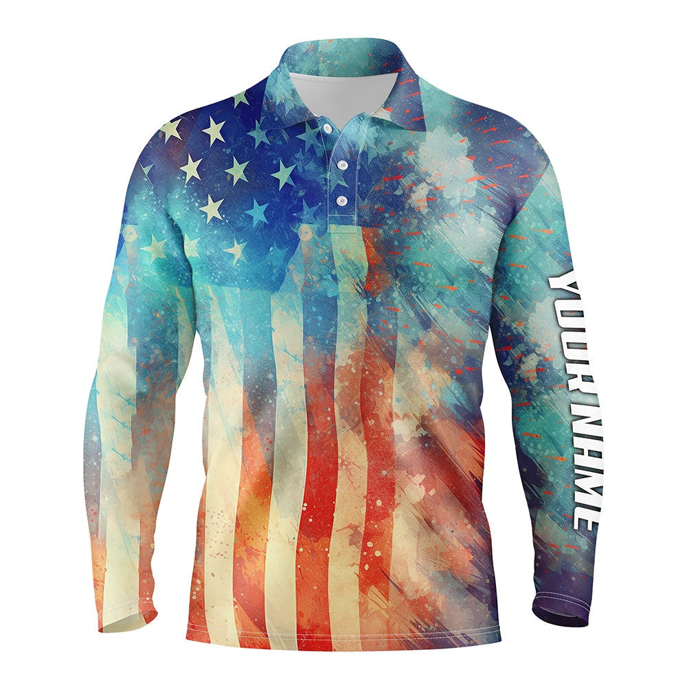 Golf Polo shirts, Mens Golf Polo Shirts American Flag Fourth Of July Custom Patriotic Golf Shirt For Mens