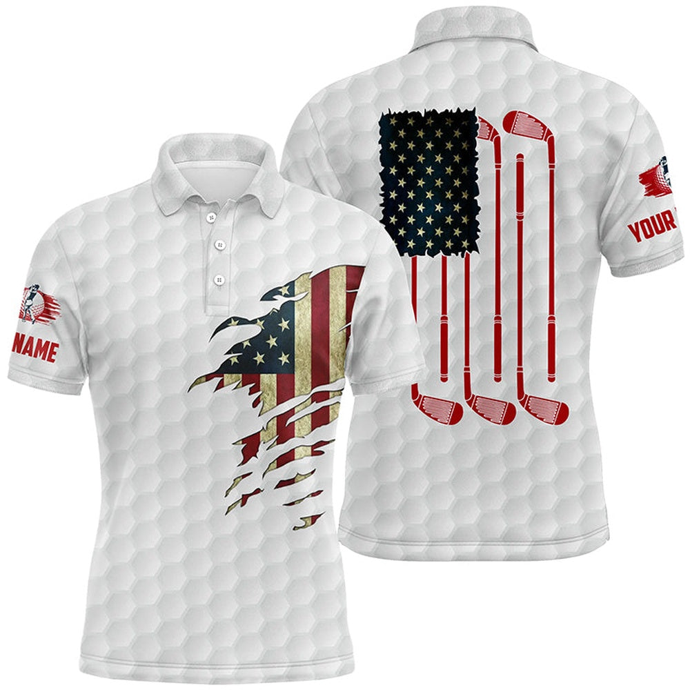 Golf Polo shirts, Mens Golf Polo Shirts American Flag Patriot Custom Name Vintage Flag Golf Clubs Golf Outfit Men