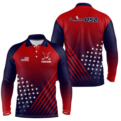 Golf Polo shirts, Mens Golf Polo Shirts American Flag Patriotic Custom Red And Navy Golf Shirts Best Men Golf Wears