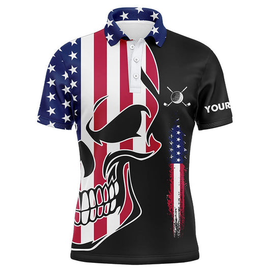 Golf Polo shirts, Mens Golf Polo Shirts American Flag Patriotic Custom Skull Golf Shirts For Men, Best Mens Golf Wear