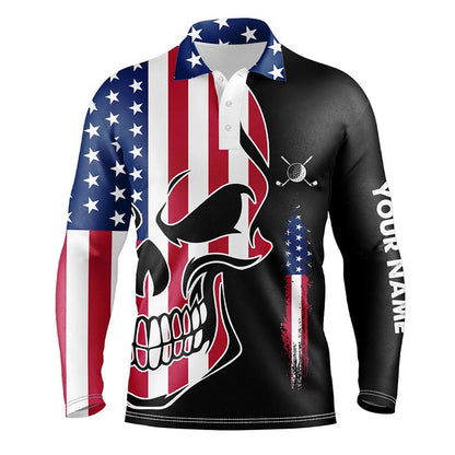 Golf Polo shirts, Mens Golf Polo Shirts American Flag Patriotic Custom Skull Golf Shirts For Men, Best Mens Golf Wear