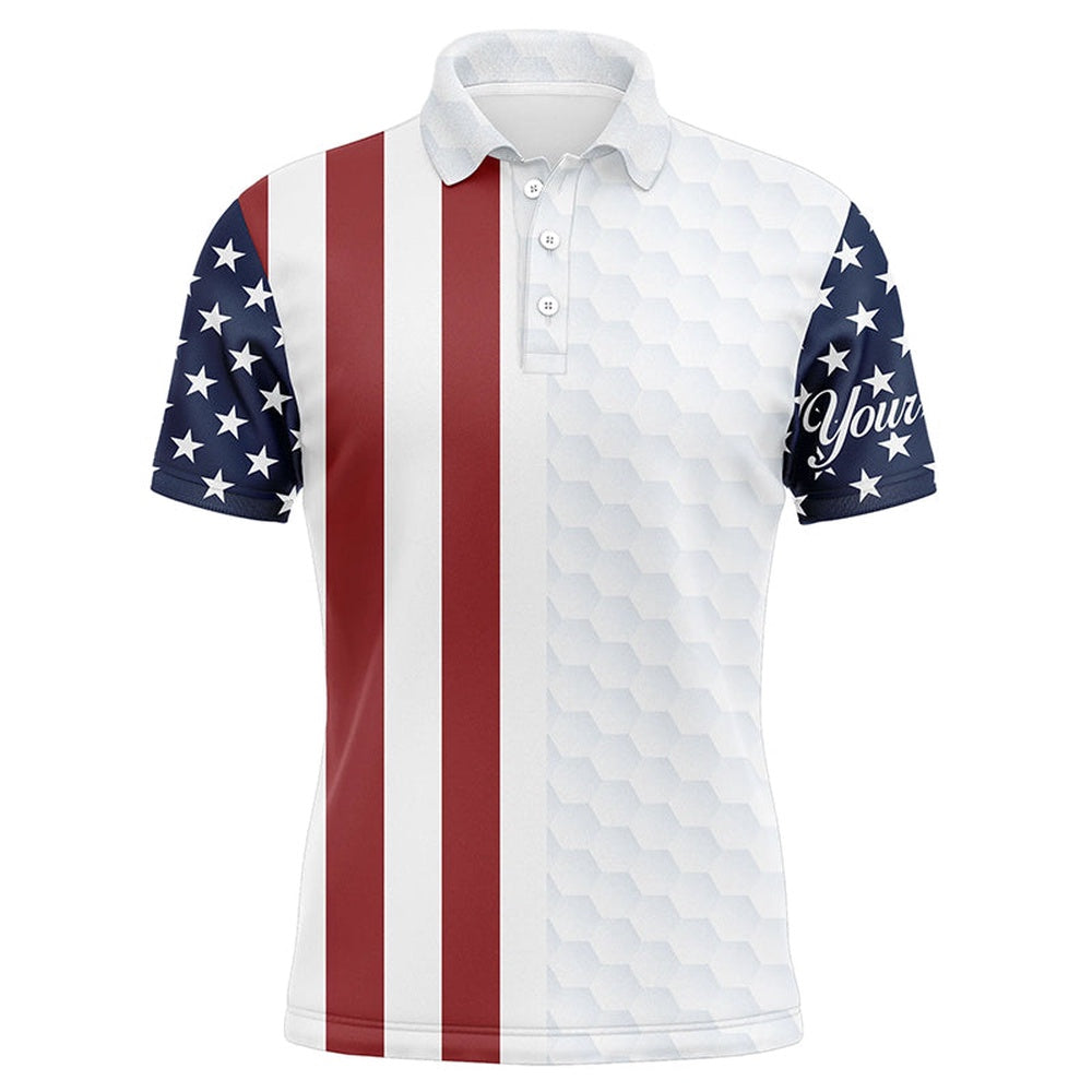 Golf Polo shirts, Mens Golf Polo Shirts American Flag Patriotic Custom White Golf Ball Pattern Mens Golf Polos