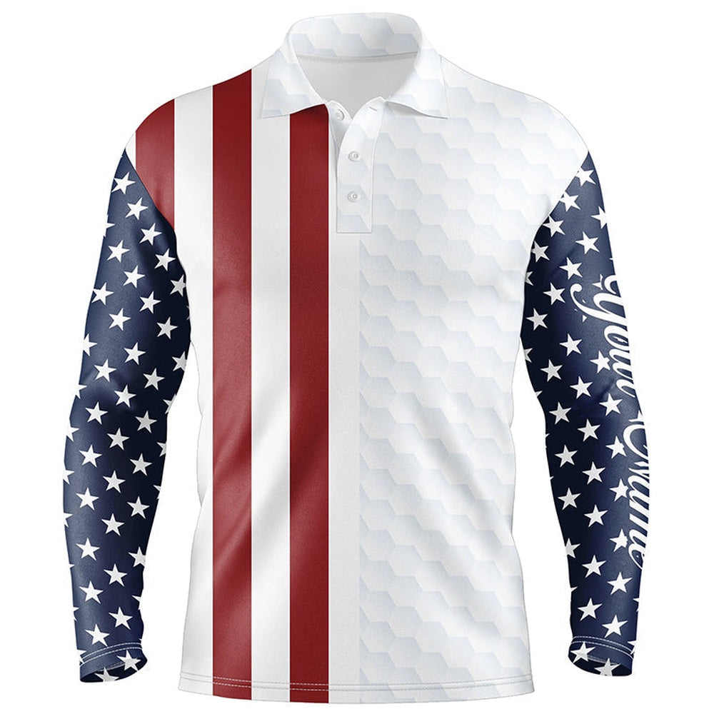 Golf Polo shirts, Mens Golf Polo Shirts American Flag Patriotic Custom White Golf Ball Pattern Mens Golf Polos