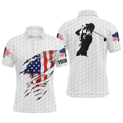 Golf Polo shirts, Mens Golf Polo Shirts American Flag Patriotic Golf Shirts Custom Polo Golf Tops For Men White