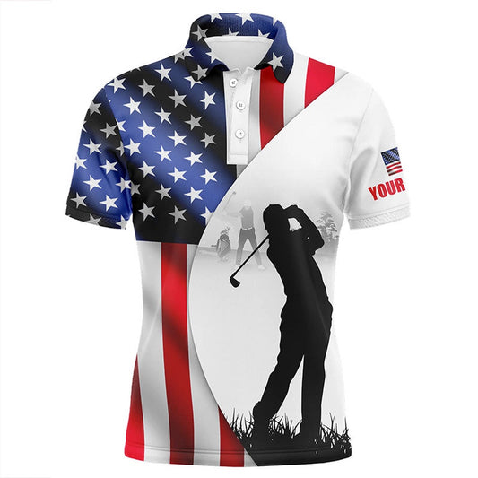 Golf Polo shirts, Mens Golf Polo Shirts American Flag Patriotic Personalized Us Flag Golf Shirts, Golf Outfit Men