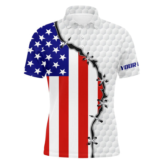 Golf Polo shirts, Mens Golf Polo Shirts American Flag White Golf Ball Skin Pattern Custom Patriot Team Golf Shirts