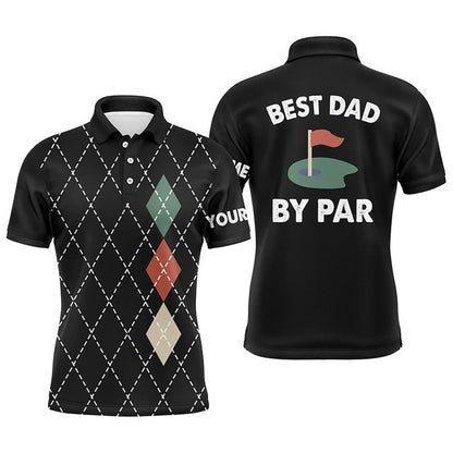 Golf Polo shirts, Mens Golf Polo Shirts Black Argyle Plaid Custom Best Dad By Par Golf Shirts For Dad, Father'S Day Gift