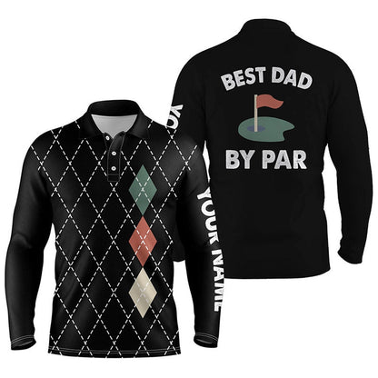 Golf Polo shirts, Mens Golf Polo Shirts Black Argyle Plaid Custom Best Dad By Par Golf Shirts For Dad, Father'S Day Gift