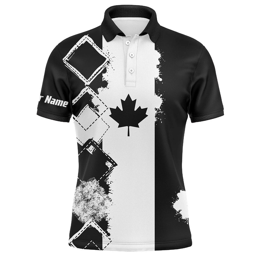 Golf Polo shirts, Mens Golf Polo Shirts Black Canada Flag Patriot Custom Name Golf Shirts For Men, Gift For The Golfers