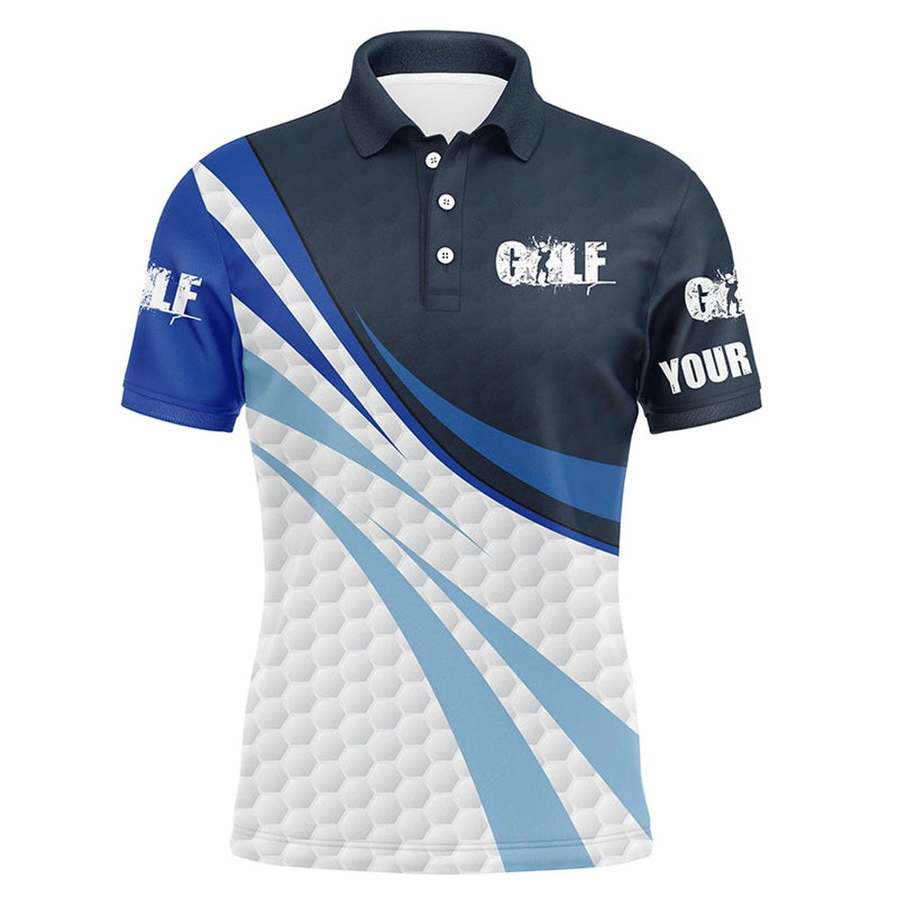 Golf Polo shirts, Mens Golf Polo Shirts Blue And White Golf Balls Custom Name Golf Shirts For Men, Gift For Golf Lovers