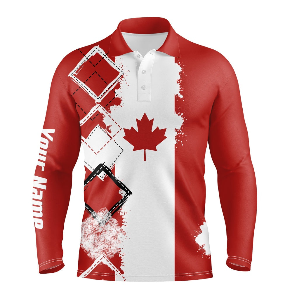 Golf Polo shirts, Mens Golf Polo Shirts Canada Flag Patriot Custom Name Golf Shirts For Men, Gift For The Golfers