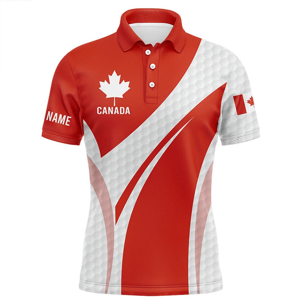 Golf Polo shirts, Mens Golf Polo Shirts Canadian Flag Custom Red And White Golf Ball Skin Patriot Mens Golf Wears