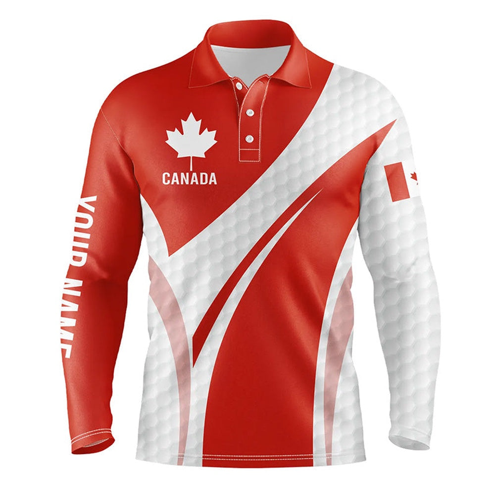 Golf Polo shirts, Mens Golf Polo Shirts Canadian Flag Custom Red And White Golf Ball Skin Patriot Mens Golf Wears