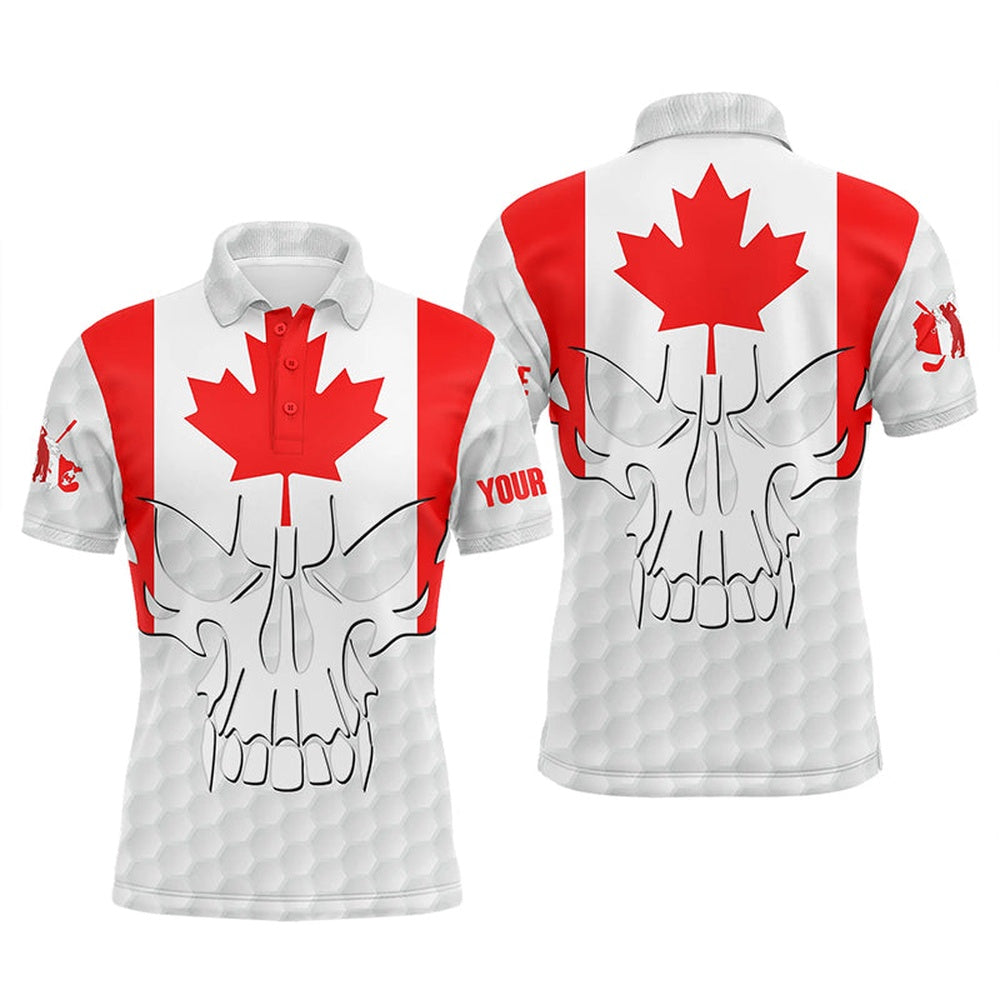 Golf Polo shirts, Mens Golf Polo Shirts Canadian Flag Patriotic Custom Skull Golf Ball Shirt For Men, Best Men Golf Wear