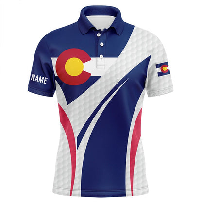 Golf Polo shirts, Mens Golf Polo Shirts Colorado Flag Custom White Golf Ball Skin Pattern Patriot Mens Golf Wears
