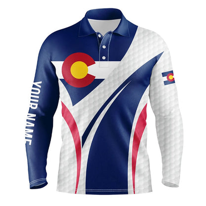 Golf Polo shirts, Mens Golf Polo Shirts Colorado Flag Custom White Golf Ball Skin Pattern Patriot Mens Golf Wears