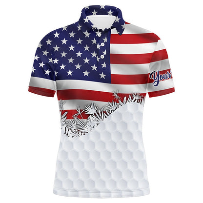 Golf Polo shirts, Mens Golf Polo Shirts Custom American Flag White Golf Ball Skin Pattern Patriotic Golf Attire For Mens