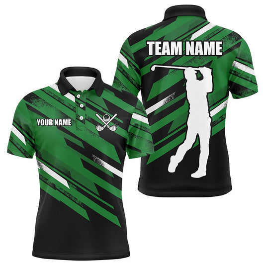Golf Polo shirts, Mens Golf Polo Shirts Custom Black And Green Golf Attire For Mens For Men