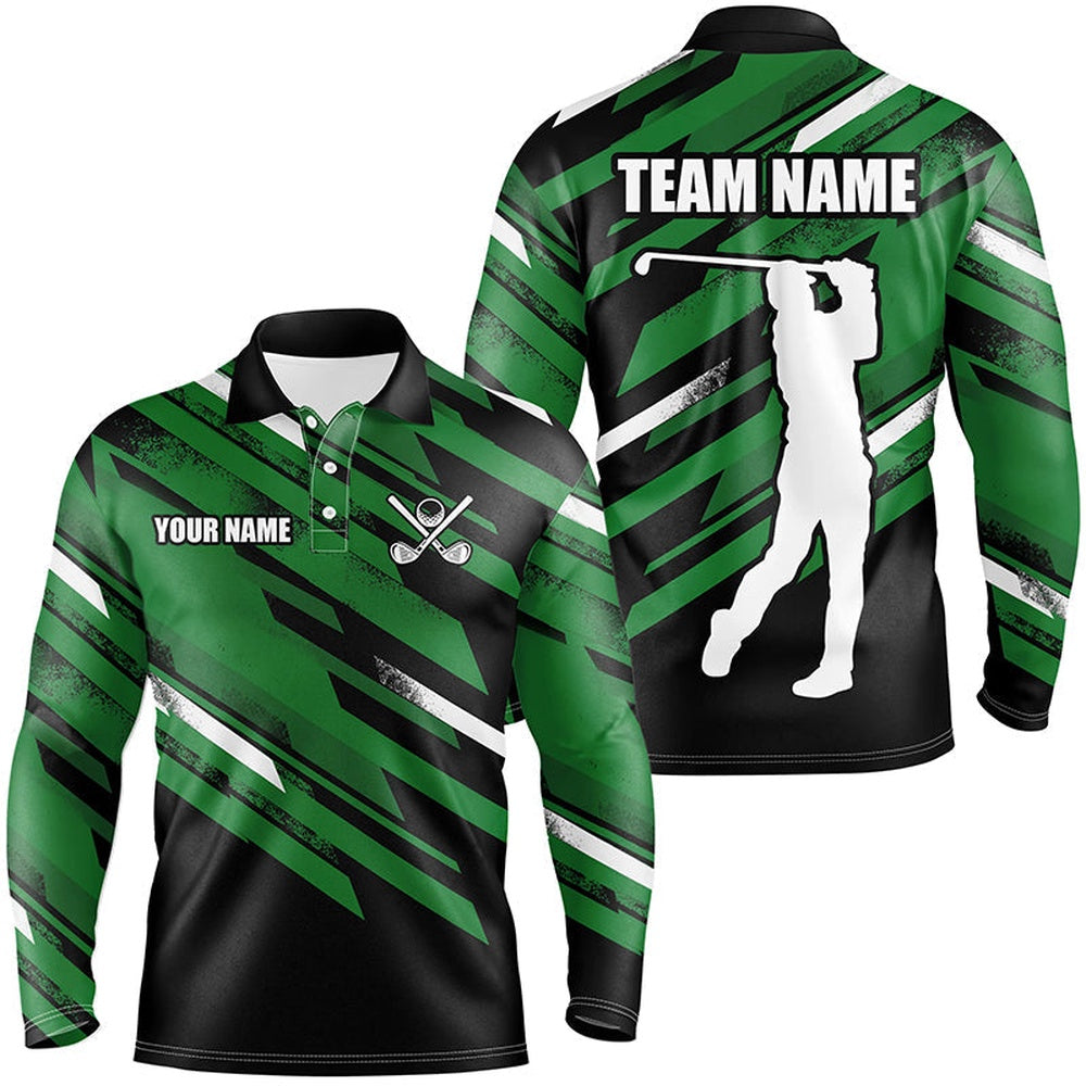 Golf Polo shirts, Mens Golf Polo Shirts Custom Black And Green Golf Attire For Mens For Men