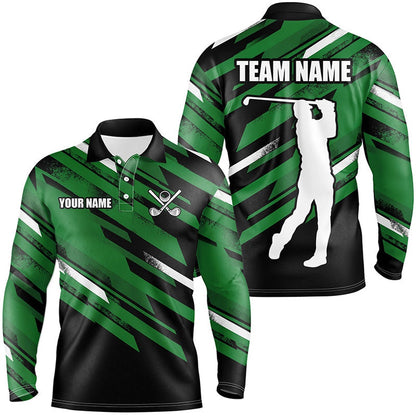 Golf Polo shirts, Mens Golf Polo Shirts Custom Black And Green Golf Attire For Mens For Men