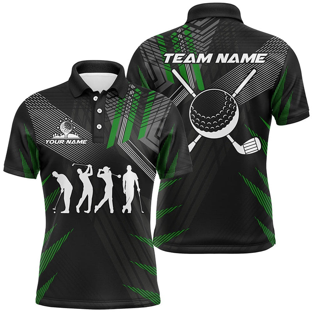 Golf Polo shirts, Mens Golf Polo Shirts Custom Black And Green Golf Clubs, Team Golf Attire For Men