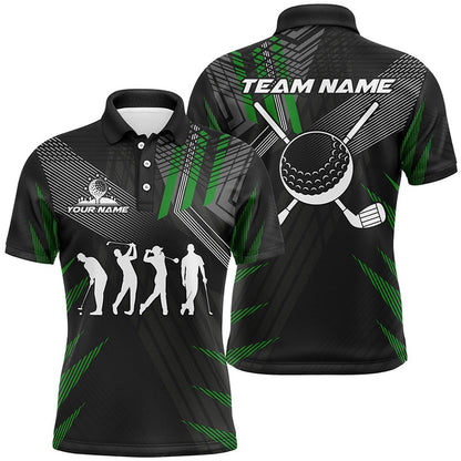 Golf Polo shirts, Mens Golf Polo Shirts Custom Black And Green Golf Clubs, Team Golf Attire For Men