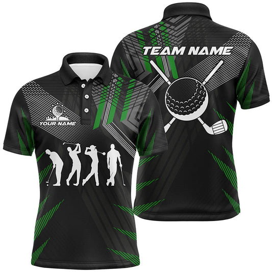 Golf Polo shirts, Mens Golf Polo Shirts Custom Black And Green Golf Clubs, Team Golf Attire For Men