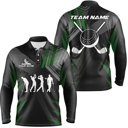 Golf Polo shirts, Mens Golf Polo Shirts Custom Black And Green Golf Clubs, Team Golf Attire For Men
