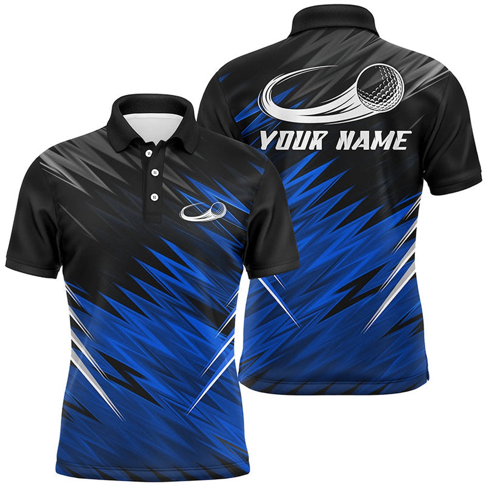 Golf Polo shirts, Mens Golf Polo Shirts Custom Blue And Black Pattern Shirt For Mens