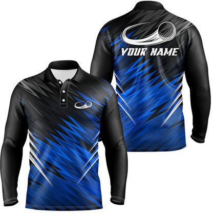 Golf Polo shirts, Mens Golf Polo Shirts Custom Blue And Black Pattern Shirt For Mens
