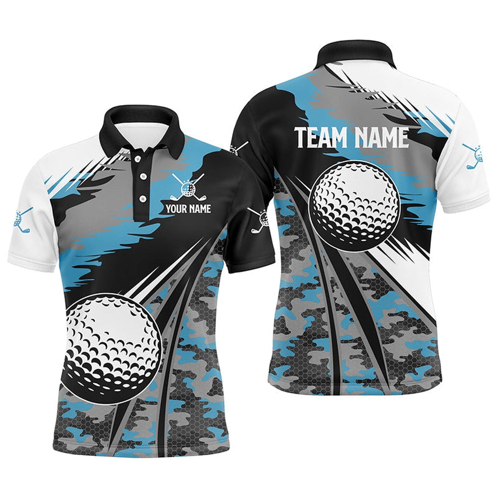 Golf Polo shirts, Mens Golf Polo Shirts Custom Blue Camo Golf Ball Golf Attire For Men For Men