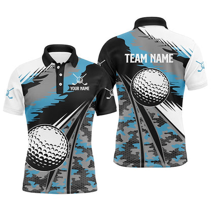Golf Polo shirts, Mens Golf Polo Shirts Custom Blue Camo Golf Ball Golf Attire For Men For Men