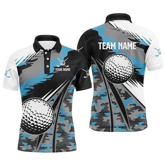 Golf Polo shirts, Mens Golf Polo Shirts Custom Blue Camo Golf Ball Golf Attire For Men For Men
