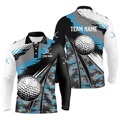 Golf Polo shirts, Mens Golf Polo Shirts Custom Blue Camo Golf Ball Golf Attire For Men For Men