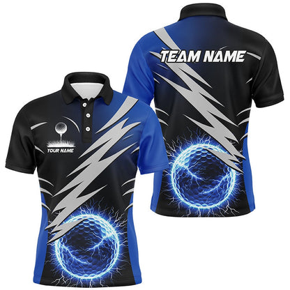 Golf Polo shirts, Mens Golf Polo Shirts Custom Blue Lightning Thunder Golf Ball Clothes For Men