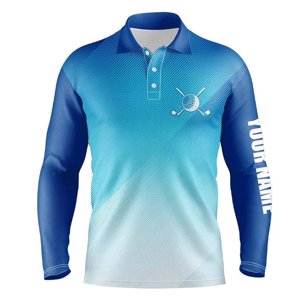 Golf Polo shirts, Mens Golf Polo Shirts Custom Blue Pattern Sport Male Golf Attire For Men