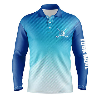 Golf Polo shirts, Mens Golf Polo Shirts Custom Blue Pattern Sport Male Golf Attire For Men