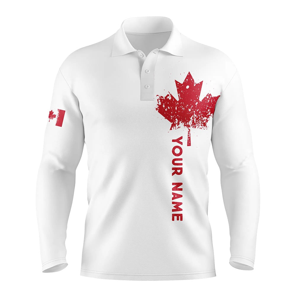 Golf Polo shirts, Mens Golf Polo Shirts Custom Canadian Flag White Golf Shirts, Custom Polo Jerseys For Mens