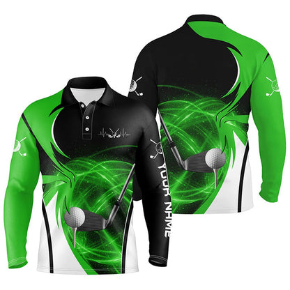 Golf Polo shirts, Mens Golf Polo Shirts Custom Golf Ball Clubs For Men Green