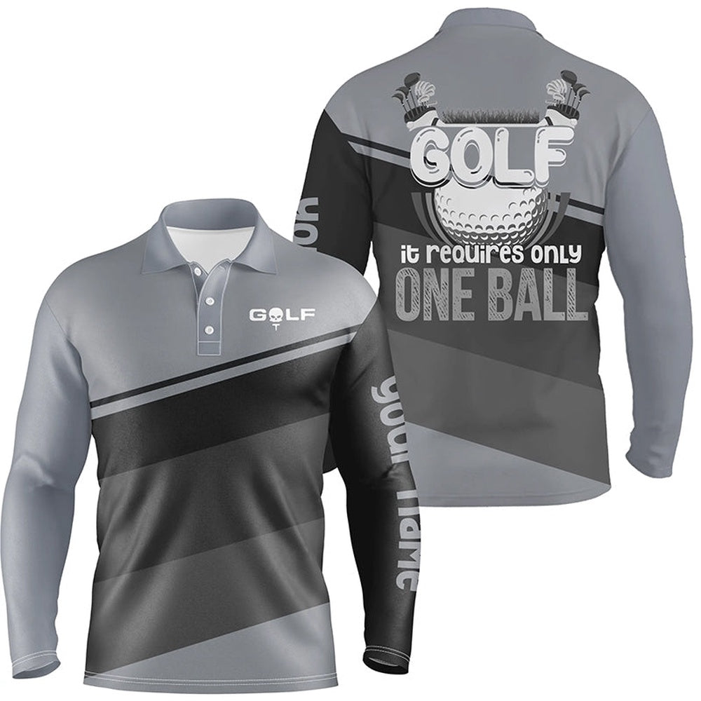 Golf Polo shirts, Mens Golf Polo Shirts Custom Golf It Requires Only One Ball Mens Golf Shirts Gray