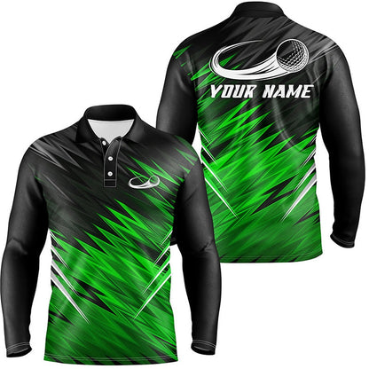 Golf Polo shirts, Mens Golf Polo Shirts Custom Green And Black Pattern Shirt For Mens