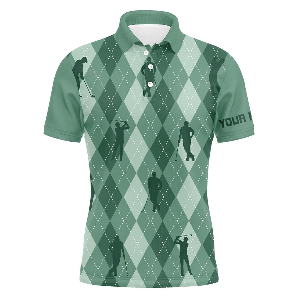 Golf Polo shirts, Mens Golf Polo Shirts Custom Green Argyle Pattern Golf Clothes For Mens