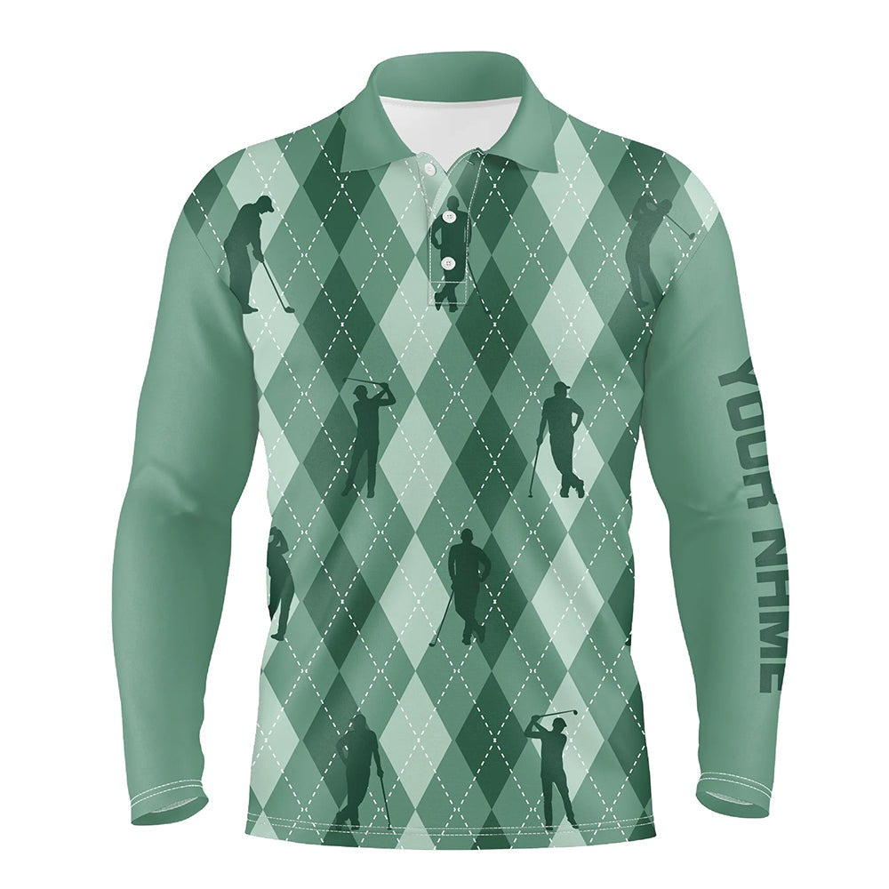 Golf Polo shirts, Mens Golf Polo Shirts Custom Green Argyle Pattern Golf Clothes For Mens