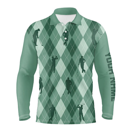 Golf Polo shirts, Mens Golf Polo Shirts Custom Green Argyle Pattern Golf Clothes For Mens