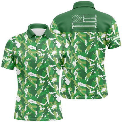 Golf Polo shirts, Mens Golf Polo Shirts Custom Green Camo American Flag Cool Men'S Golf Shirt