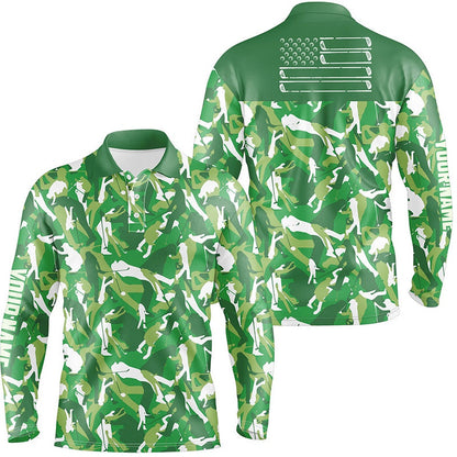 Golf Polo shirts, Mens Golf Polo Shirts Custom Green Camo American Flag Cool Men'S Golf Shirt