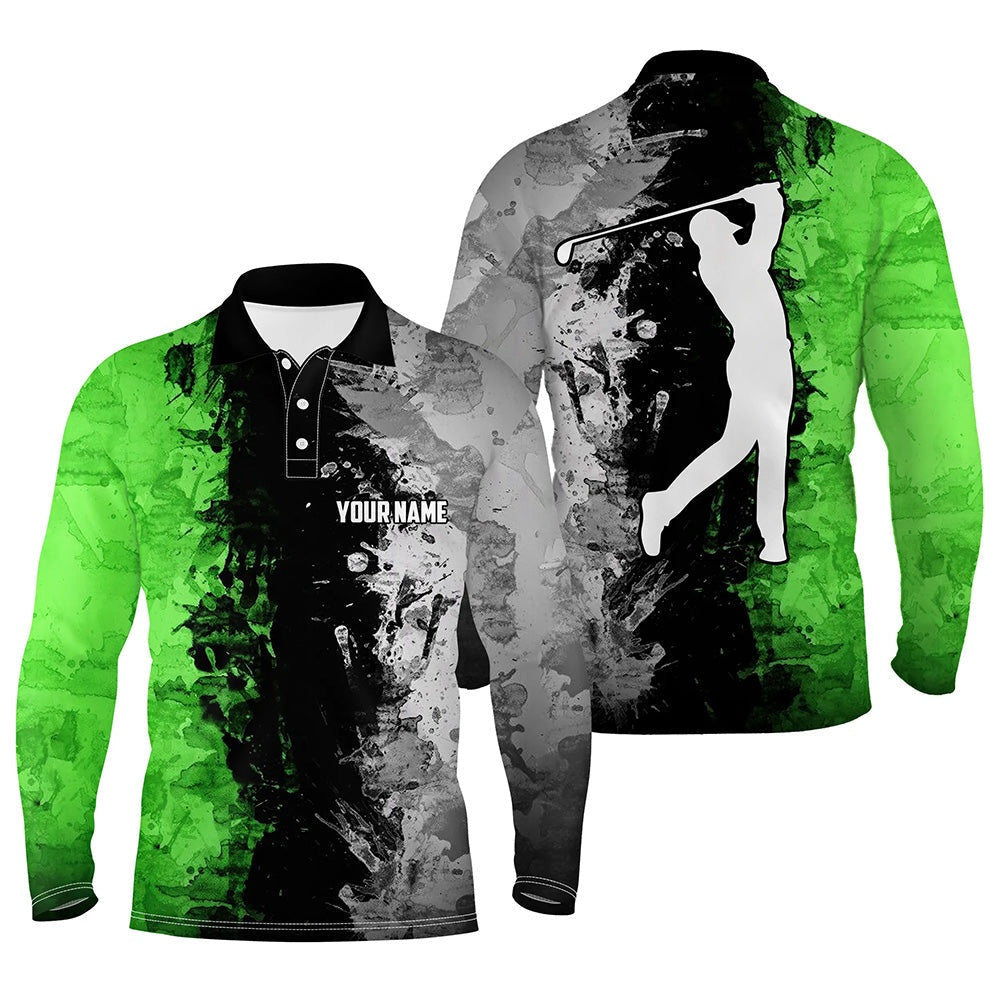 Golf Polo shirts, Mens Golf Polo Shirts Custom Green Camo Golf Tops For Mens, Golf Clothes For Mens