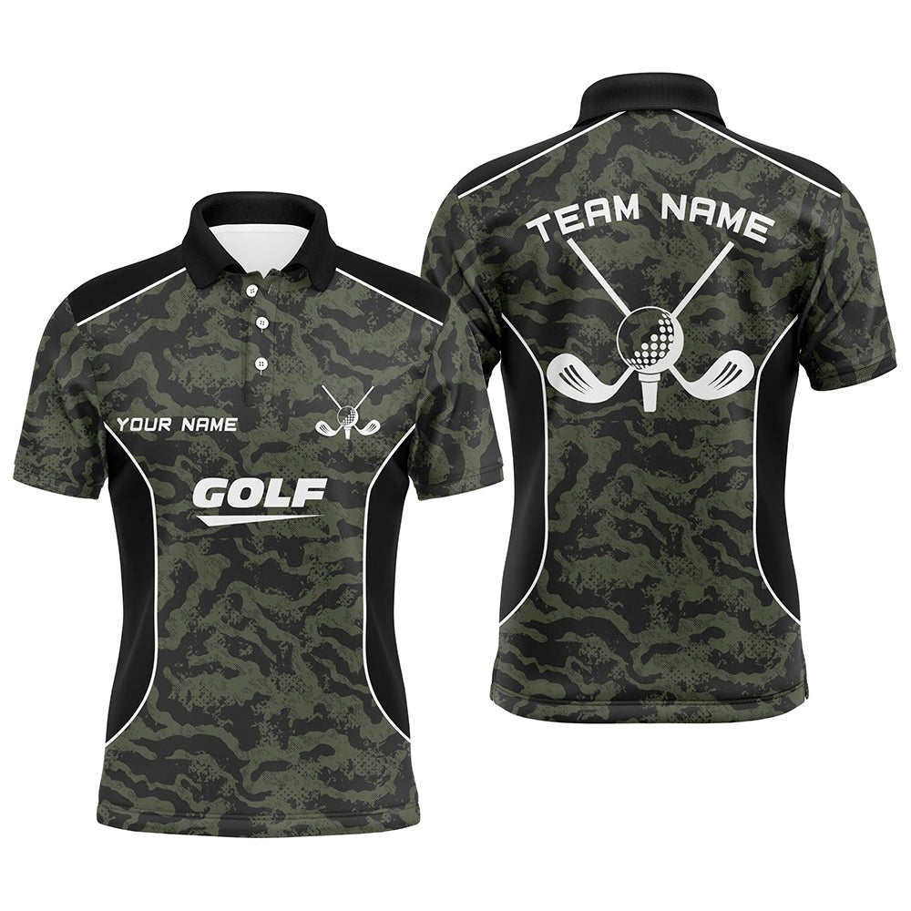 Golf Polo shirts, Mens Golf Polo Shirts Custom Green Camo Golf Tops For Mens, Golf Clubs Team Golf Jerseys