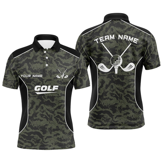 Golf Polo shirts, Mens Golf Polo Shirts Custom Green Camo Golf Tops For Mens, Golf Clubs Team Golf Jerseys
